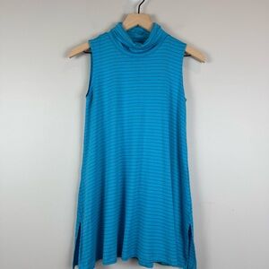 Comfy USA Turtleneck Sleeveless‎ Tunic Top Womens XS Blue Striped Relaxed Casual